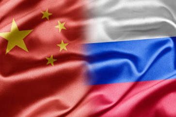 Russia China flags