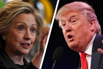 Democratic candidate Hillary Clinton (R), Republican candidate Donald Trump (L)