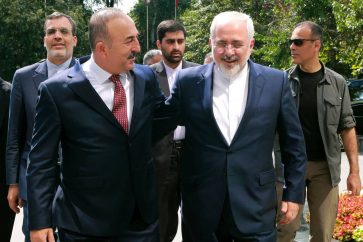 Iranian Foreign Minister Mohammad Javad Zarif with his Turkish counterpart Mevlut