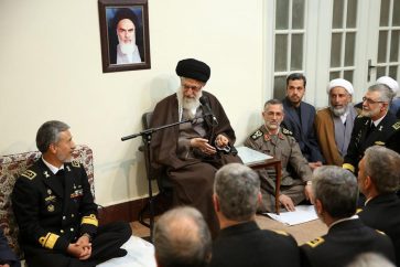 Supreme Leader of the Islamic Revolution of Iran Grand Ayatollah Sayyed Ali Khamenei receiving Navy commanders