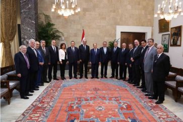 President Aoun receiving a delegation of the attorneys syndicate