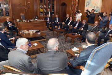 House Speaker Nabih Berri receiving a number of MPs