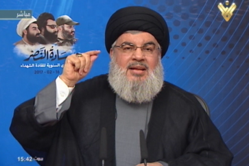 Sayyed Nasrallah speaking in the ceremony held in commemoration of Hezbollah martyred leaders