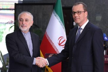 Head of the Atomic Energy Organization of Iran (AEOI) Ali Akbar Salehi as he received Acting Director General of IAEA Cornel Feruta in Tehran (Sunday, September 8, 2019).