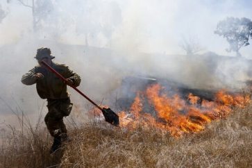 Fire at Palestinian occupied territories caused by Gaza incendiary balloons