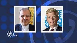 Iranian diplomat Ali Asghar Khaji and Hans Grundberg, the UN special envoy for Yemen
