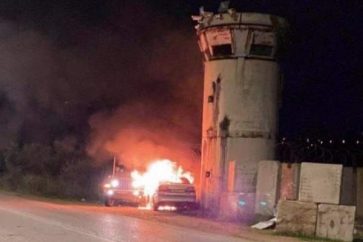 Palestinian car on fire Jenin