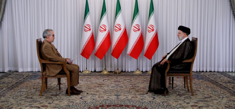 Iranian President Ebrahim Raisi during a televised interview