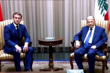 Lebanese President Michel Aoun and  French counterpart, Emmanuel Macron,