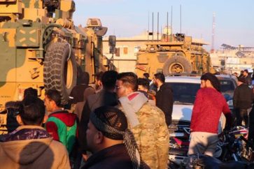 Locals in Al-Atarib City attack Turkish military vehicles
