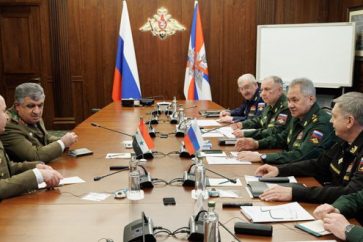 Syrian Defense Minister Ali Mahmoud Abbas meeting with his Russian counterpart Sergey Shoigu