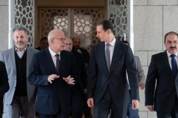 President Bashar al-Assad welcoming members of the General Secretariat of Arab Parties Conference