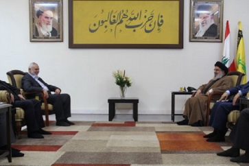 Hezbollah Secretary General Sayyed Hasan Nasrallah hosting a command delegation from Palestine's Hamas Resistance Movement