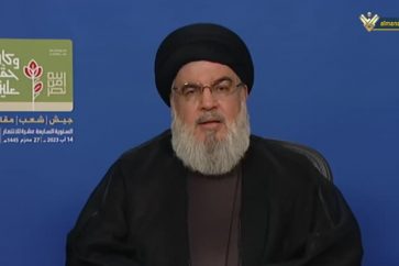 Hezbollah Secretary General Sayyed Nasrallah delivers a speech on the 17th anniversary of July victory
