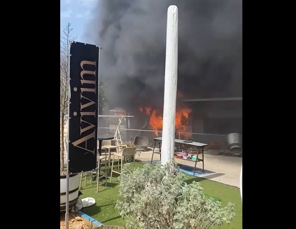 Screen capture of a video showing damage in an Israeli structure in Avivim (March 26, 2024).