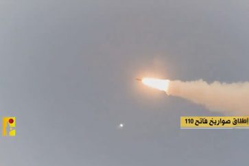 Fateh-110 missile fired by the Islamic Resistance