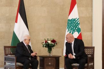 President Joseph Aoun meets at Baabda Palace with the Palestinian Authority Chief Mahmoud Abbas